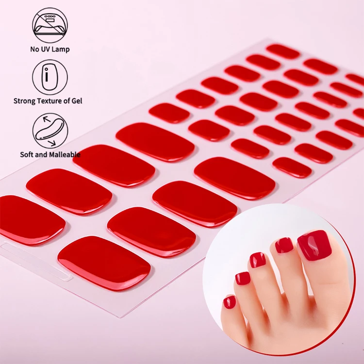 New Products No Baking 100% Real Polish Gel Toenail Sticker False Press on Toe Nails UV Free for Foot Nail Art supplier