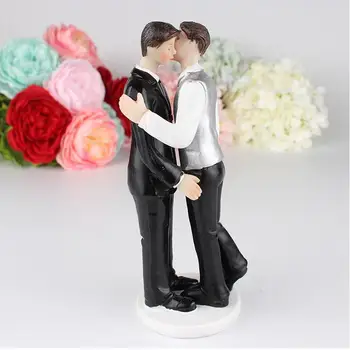 Diamonds Grooms Piggyback Gay Wedding Cake Topper Figurine/