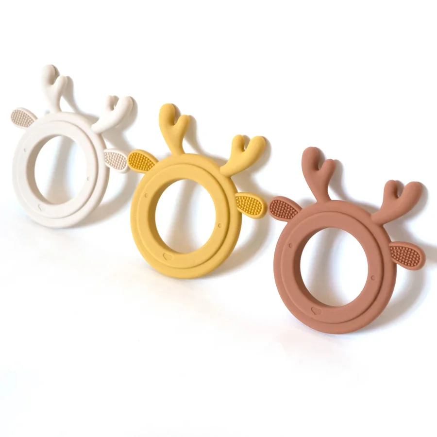 product exquisite workmanship silicone wood teethers non toxic antler shape molar toy soft baby molar toy in whale design-3