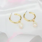 Pearl Baroque Exquisite Freshwater Drop Hoop Jewelry Gold 18k Real Plated Women Pearl Earrings