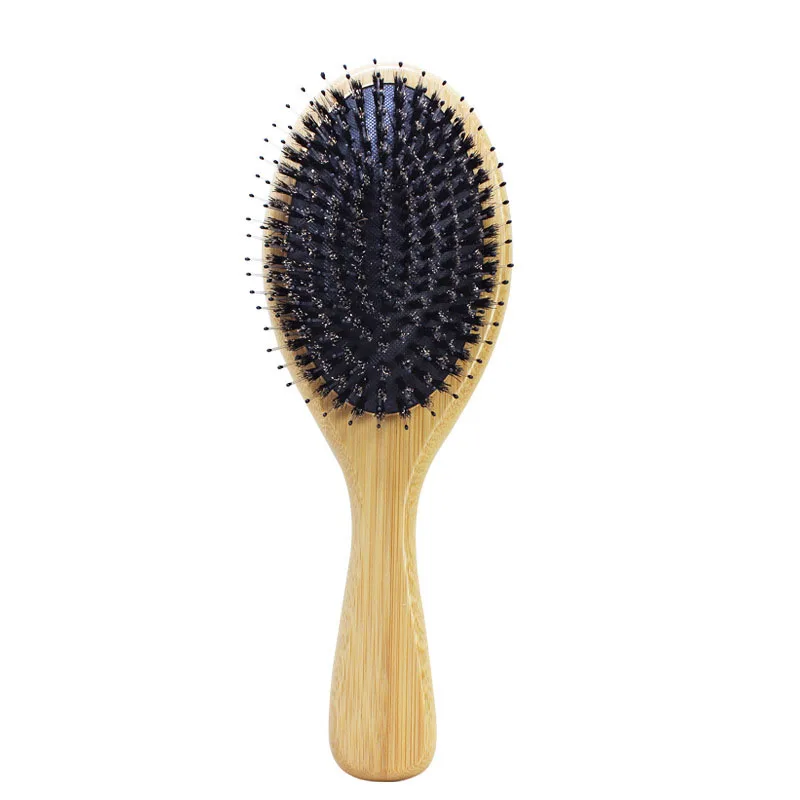 Custom hair straightening airbag comb hair styling smooth cushion comb high quality bamboo wood scalp massage anti-static comb