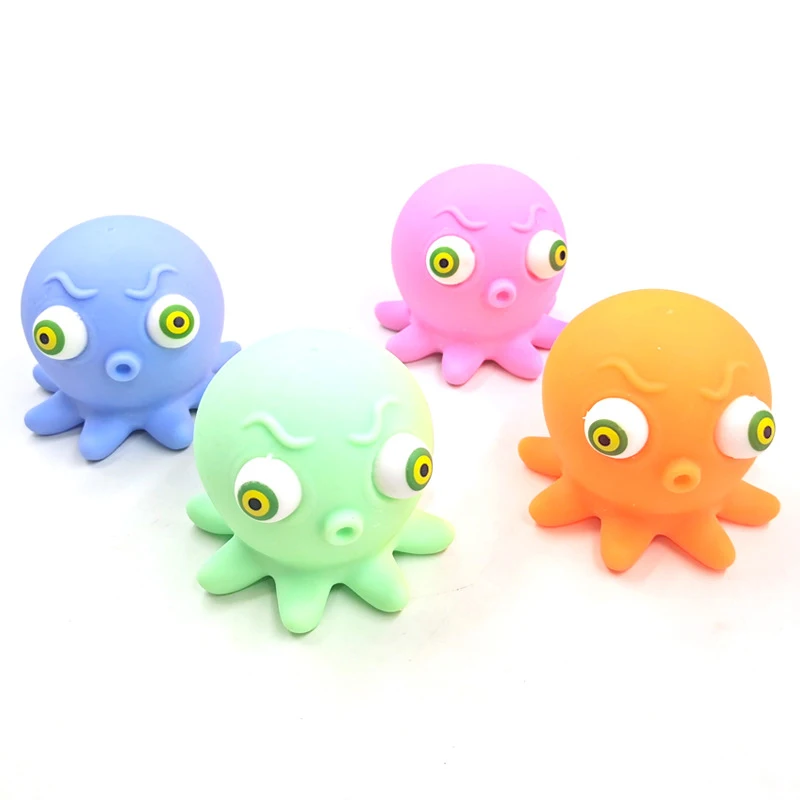 12pcs colorful bulk kids novelty rubber octopus squishy custom stress toy