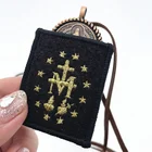 Rosary Custom Design Virgin Mary Brown Pouch Scapular Catholic Rope Rosary Necklace Jewelry