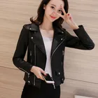 Ladies Elegant Jacket Fashion New Korean Ladies Pu Leather Coat Elegant Short Slim Jacket Motorcycle Jacket