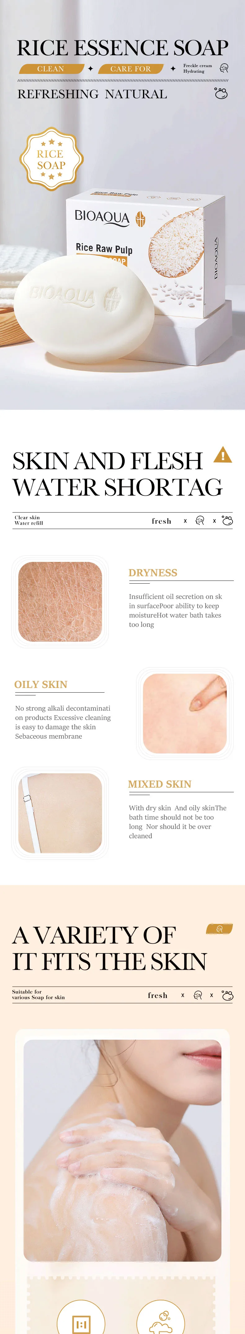 product bioaqua organic natural lightening soap bar deeply cleansing and whitening for face hands body made from rice-2