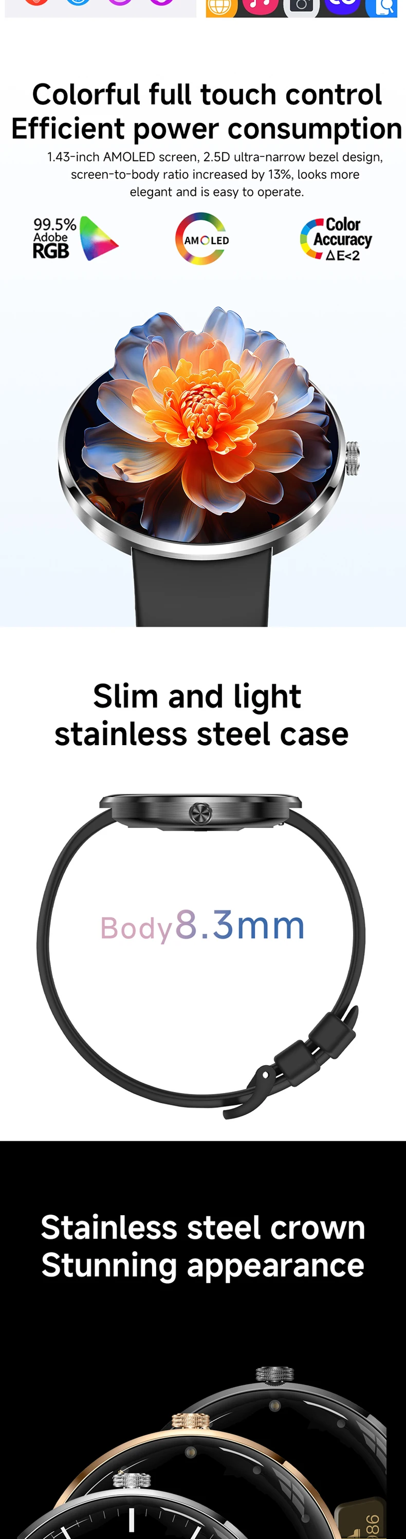 product fashion t93 143 inch amoled thin lady smart watch blood oxygen sport reloj inteligente women smart watch factory-1