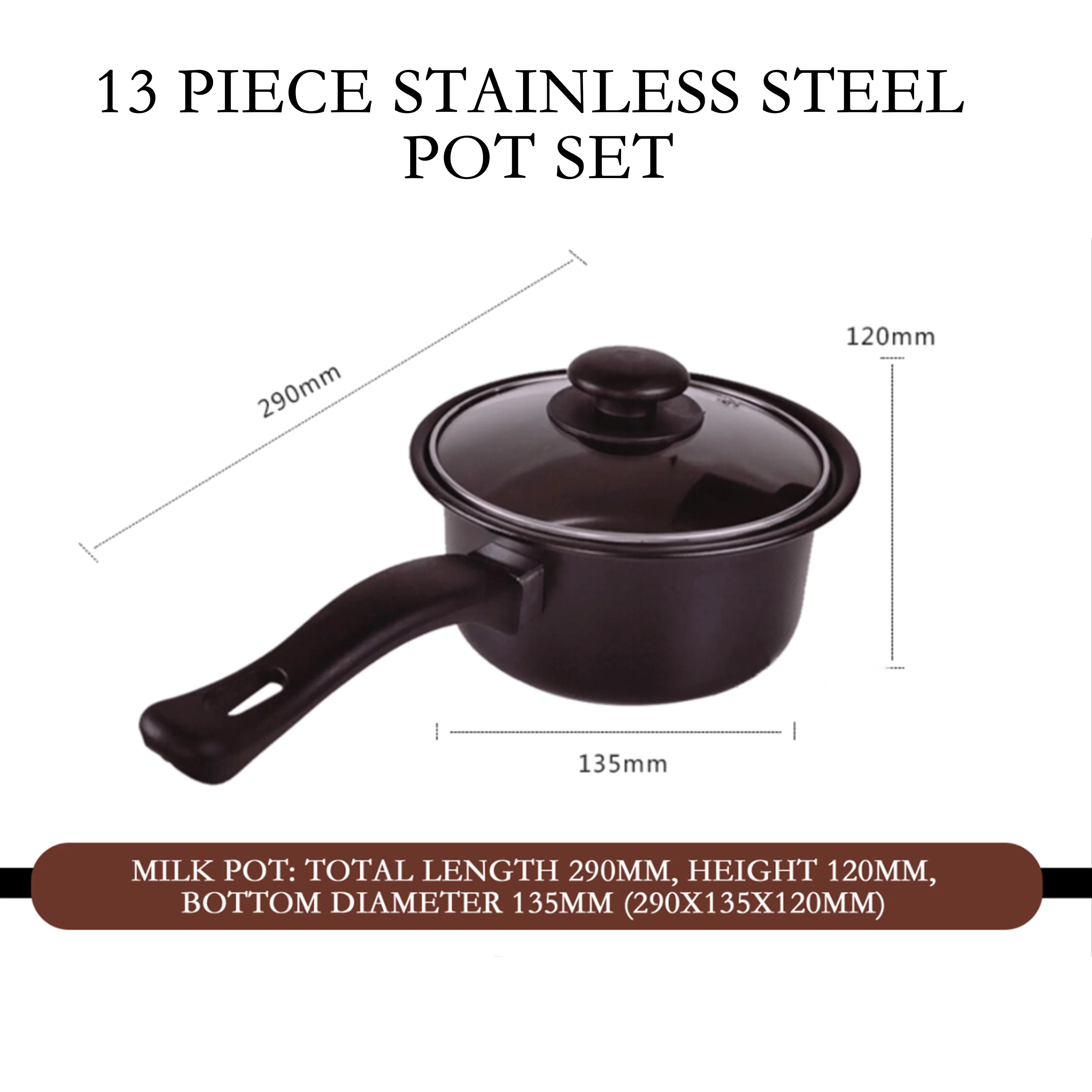 FACTORY wholesale 13 Pieces Black Cast Iron Kitchen Utensils Cooking Tools Non Stick Cookware Set With Pots And Pans Set And lid