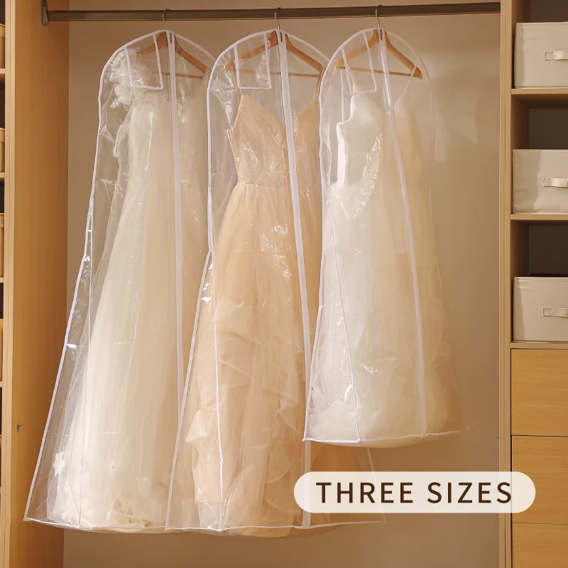 Transparent Long Garment Bag Wedding Dress Dust Cover Bag Wardrobe Bridal Clothing Organization