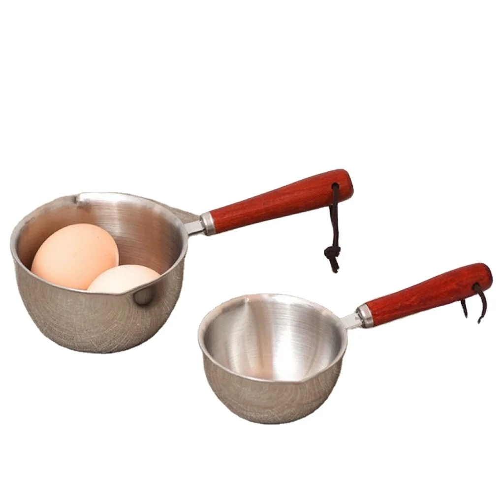 with Dual Pour Spout Stainless Steel with Rosewood Handle Mini Frying Pan 410 Stainless Steel Non-stick Oil Splashing Pot