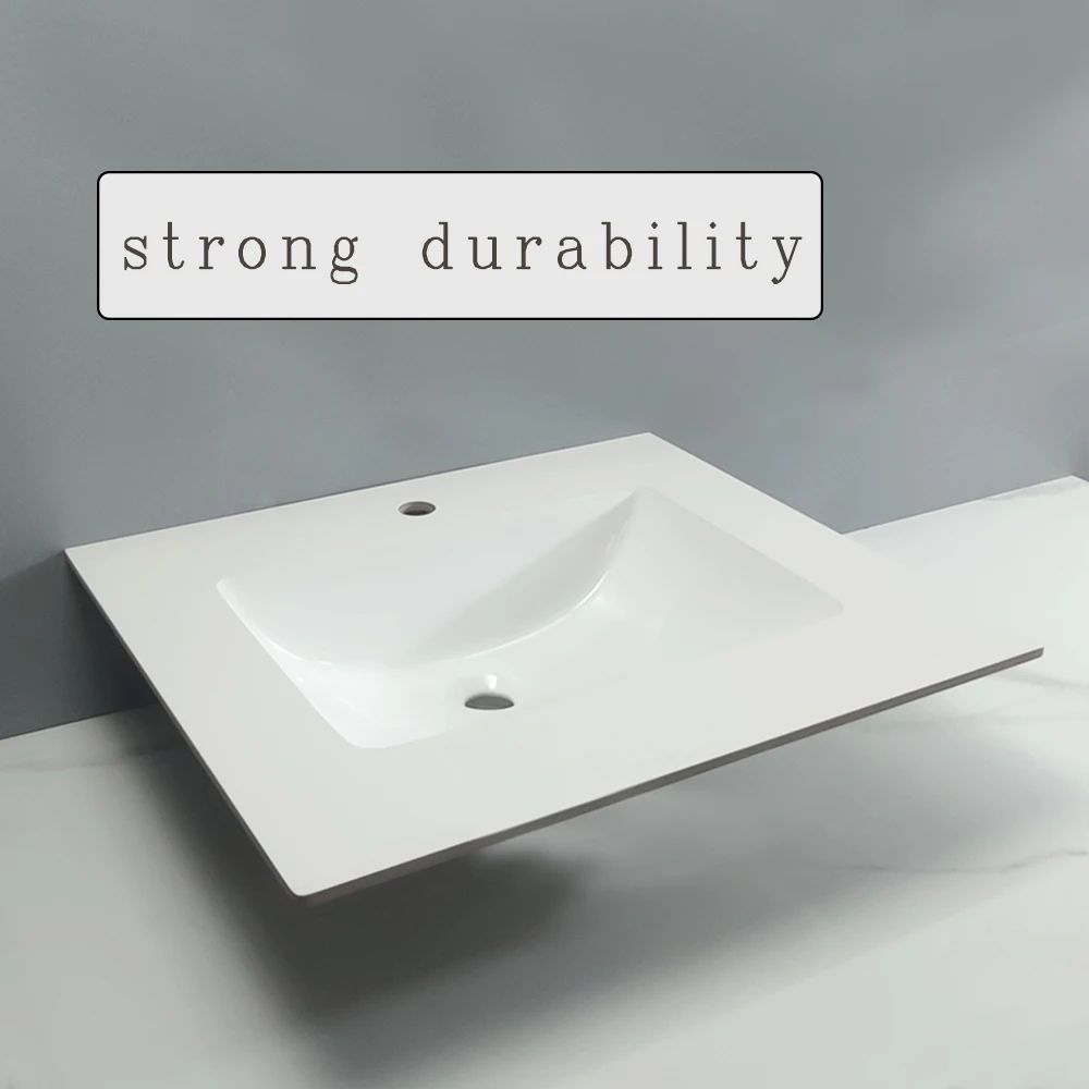 Tarpul Modern Rectangle Ceramic Bathroom Sink Single-Hole Faucet Mount Rectangular Undermount Washbasin with Overflow Accessory manufacture