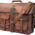 Leather Bag 16 Inch Vintage Handmade Leather Messenger Bag Refined Satchel Laptop Briefcase