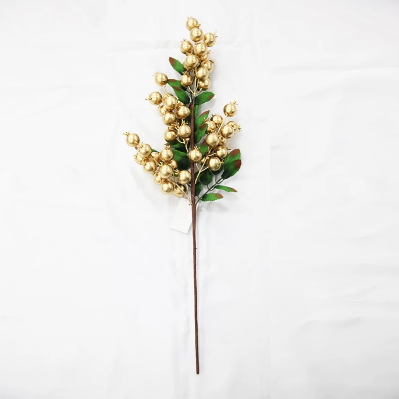China handmade home decor artificial flower wholesale for Christmas w/golden berry stem & leaf bunches