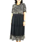 Leopard Mature Women Lace Leopard Print Large Size Female Skirt Long Loose Leisure Shirt