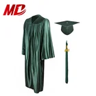 High School Green School Graduation Caps And Gowns Good Selling High School Customized Shiny Green Graduation Gown Cap