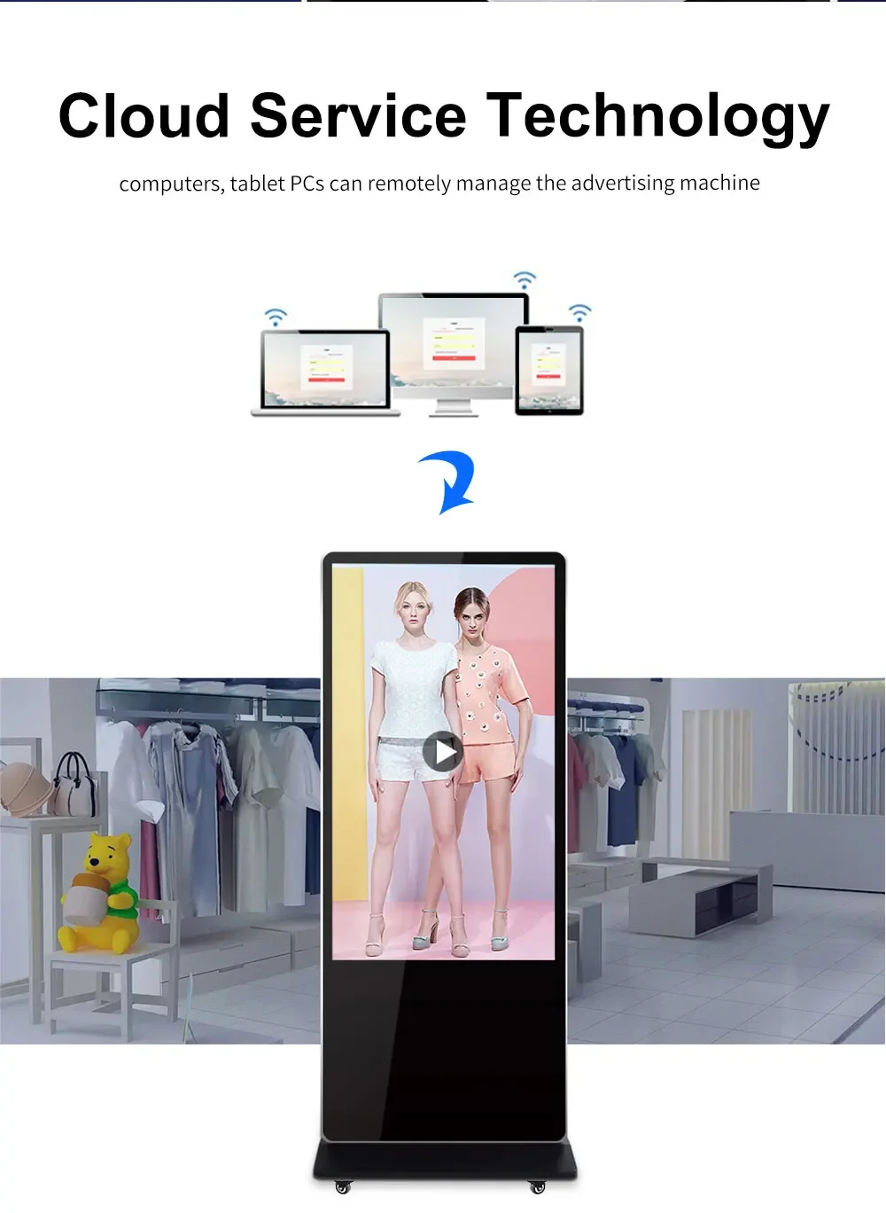 55 Inch Floor Stand Lcd Display Touch Screen Indoor Android Advertising ...