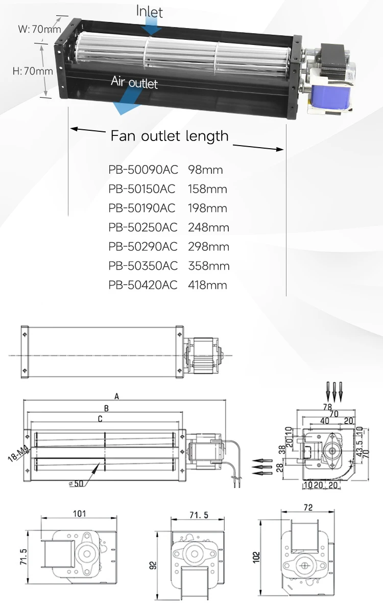 Cross Flow Fan, FANOVA, 50mm, 10V/12V/24V - detail 22