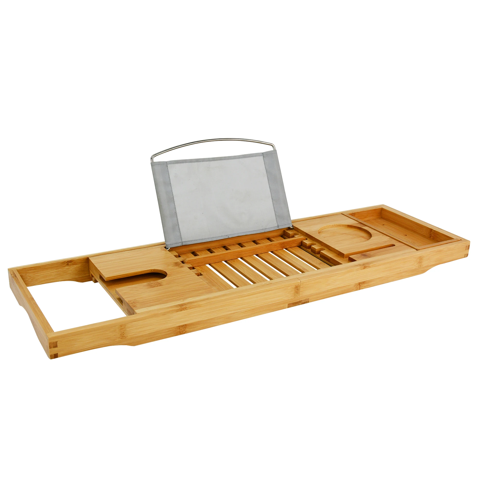 Luxury Natural Wood Bamboo Bath Tray for Book Wine Holder Ideal Gift For Loved Ones Bathtub Bathroom Counter Tray