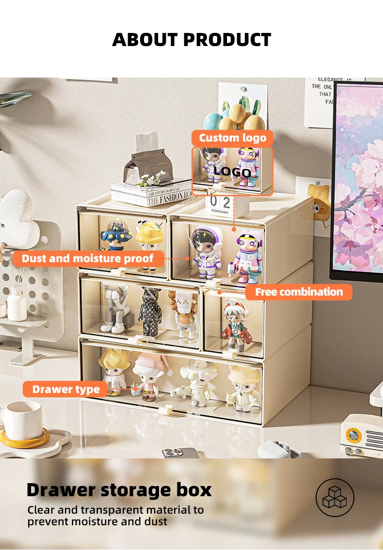 product wannuo blind box doll and trendy toys display drawer bedroom desktop storage box computer stand desktop organizer-1