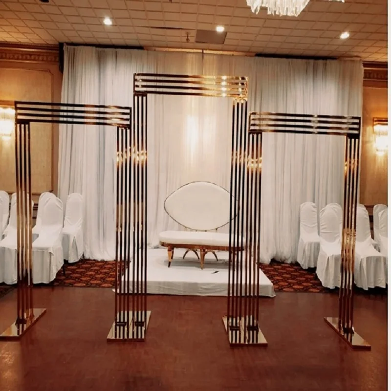 Luxury Gloss Gold Wedding Backdrop Stand Wedding Centerpieces Metal Arch Backdrops For Wedding Events