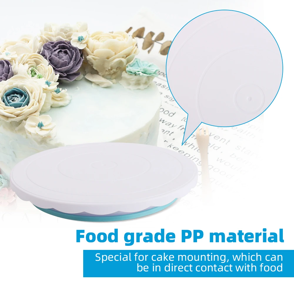 Wholesale children diy baking white plastic non-slip stand decoration cake accessories round table turntable