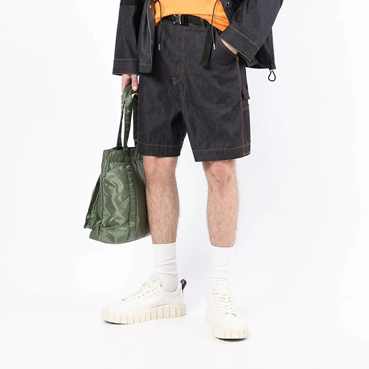 Indigo Elastic Waistband Denim Shorts 