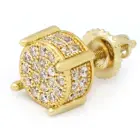 Earrings Cz Stud Womens Earrings 2022 Hip Hop Screw-back Gold Plated Earrings Cz Micro Pave Earrings Round Stud