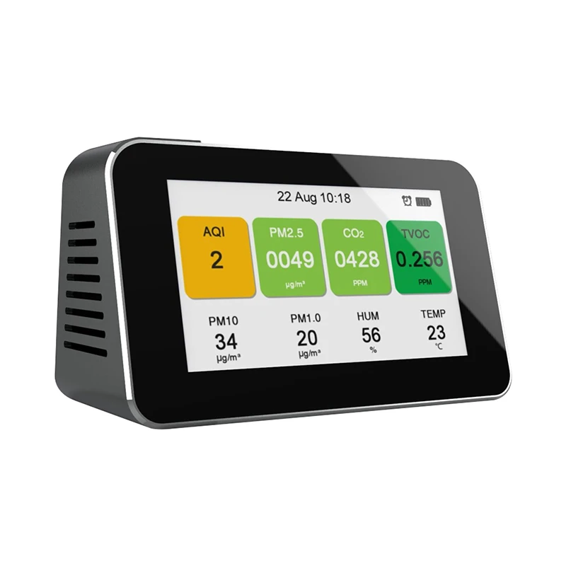 Tmv Pm2.5 Pm10 Co2 Aqi Tester Air Quality Analysis Detector Monitor Or Eora le temperature di monitoraggio della temperatura di monitoraggio della nebbia tossica fatta in casa con orolog Pm1.0 