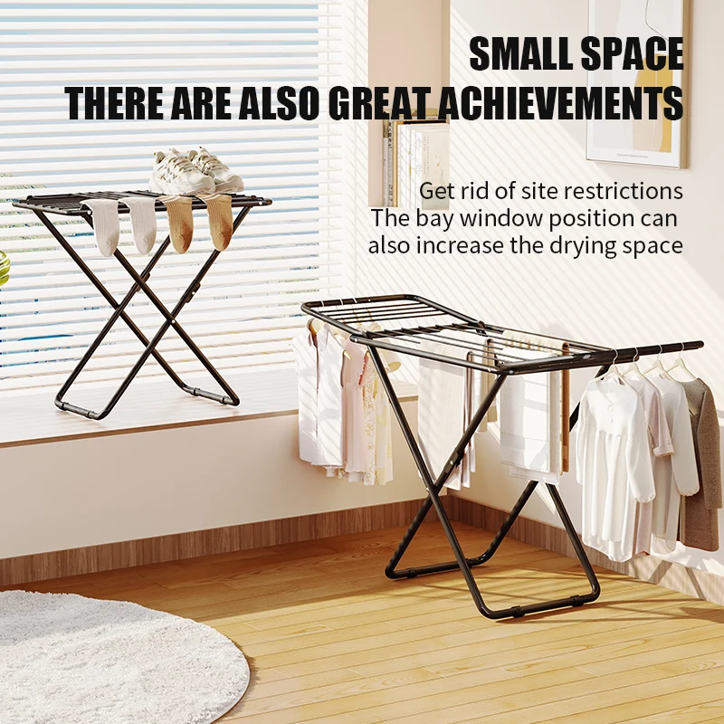product floor standing steel type home hanger clothes dress foldable drying rack cloth laundry stand drying clothes hanger dryer rack-4
