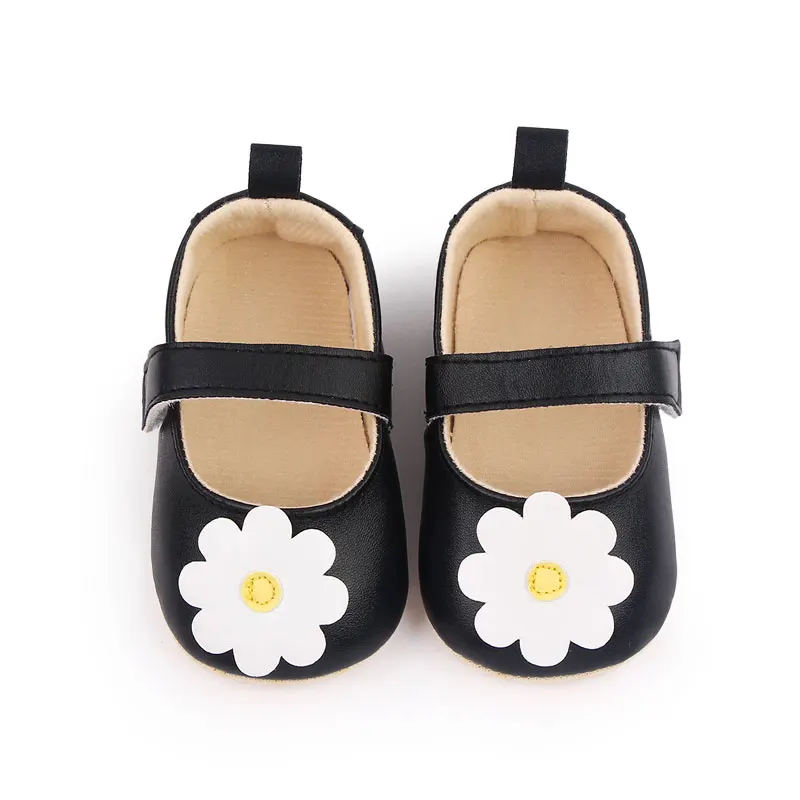 Beautiful Flower Design Soft Leather Baby Toddler Newborn Shoes for Girls factory
