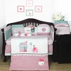 Car Baby Set Cartoon Car Applique White And Blue Baby Crib Set Bedding