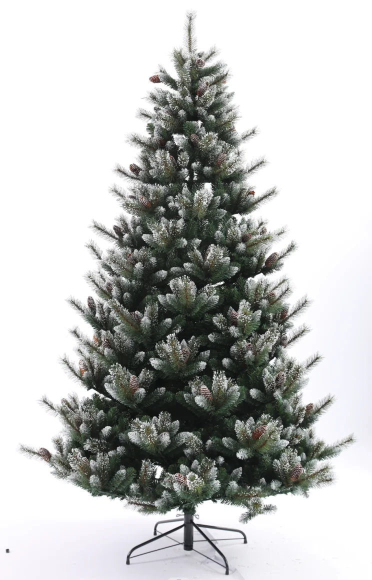 China Wholesale Pine Needle Christmas Tree Nice Natural Green & White Snow for Festival Celebration Decorations factory
