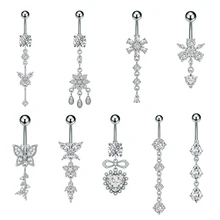 Fashion Flower Surgical Steel Belly Button Rings Jewelry Heart Stainless Steel Piercing Belly Piercing for Women Wholesale Body