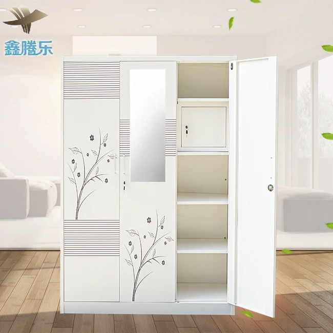 Foshan Factory 3-Door Steel Cabinet Bedroom Furniture Armarios Roperos Dorm Locker Wardrobe Lockers Bedside Wardrobe Roperos