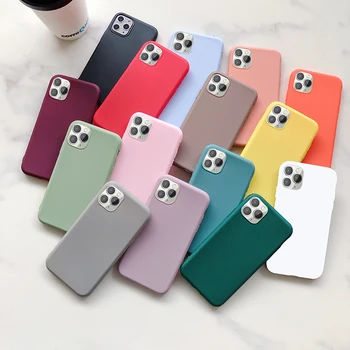 Tschick Soft Frosted TPU Case For iphone 12 Pro 11 Pro 7 8 Plus XS Max XR Cover Case Soft Silicon Phone Shell Solid Candy Color