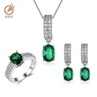 Silver Silver Set 925 Silver Custom Emerald Crystal Cz Stone Fashion Jewelery Set 925 Sterling Silver In Latest Design
