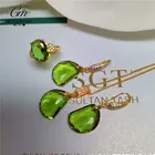 RTS Gold Plated Turkish Discolored Stone Sultanite Change Colour Earring Necklace Set