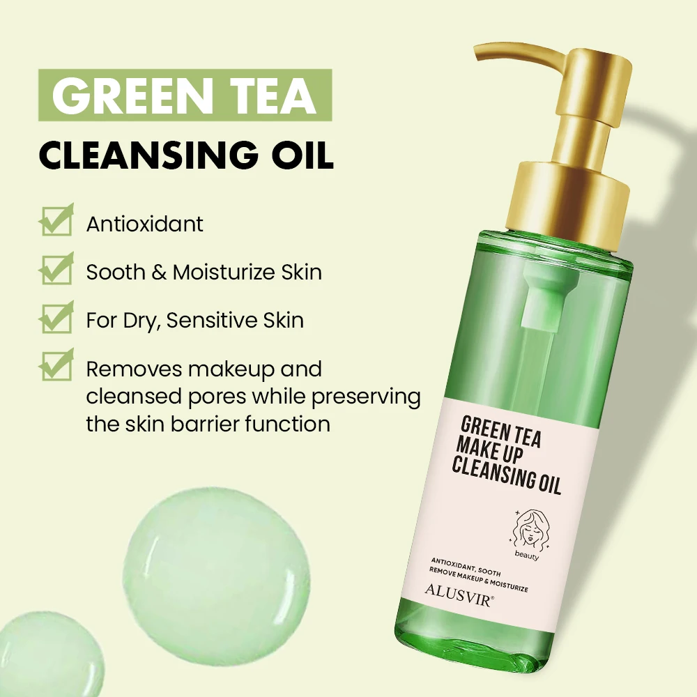 Customized Cosmetics Natural Gently Face Eye Lip Makeup Remover Green Tea Make up Cleansing Oil Private Label