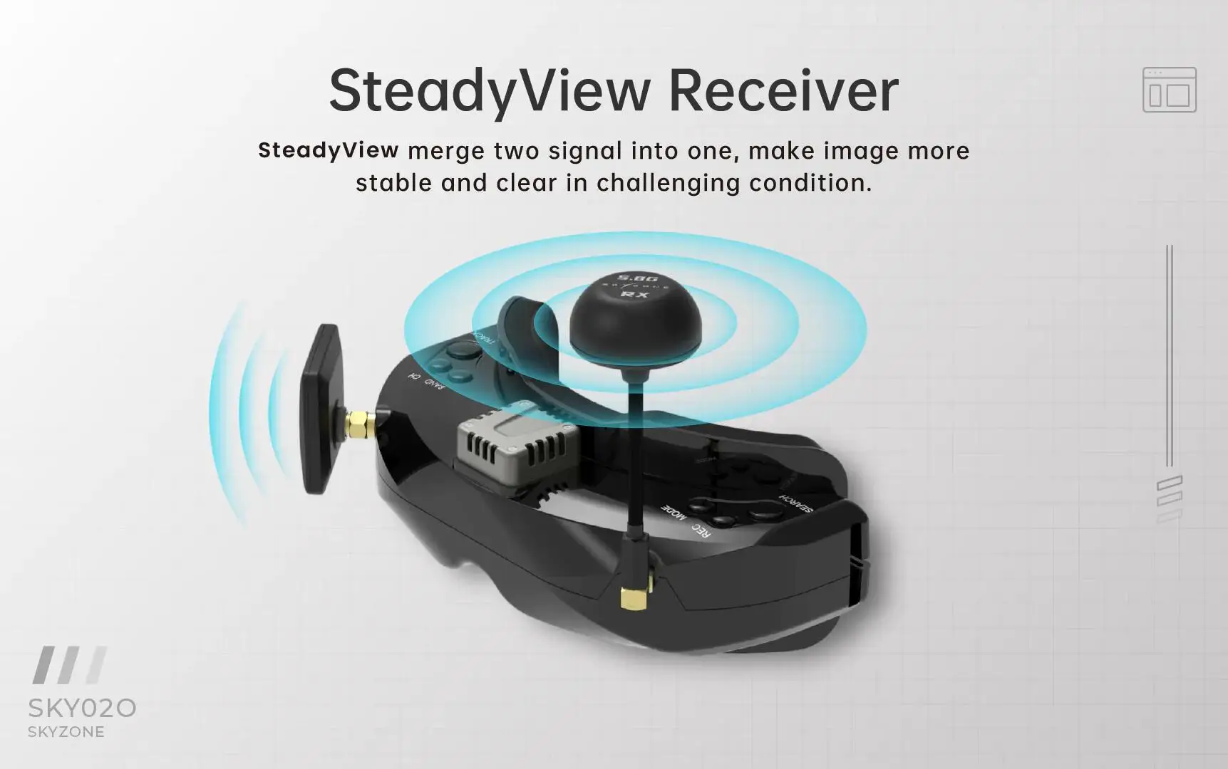 Skyzone Sky02o Fpv G0ggles 640x400 Oled 5.8ghz 48ch V3.3 Steadyview ...