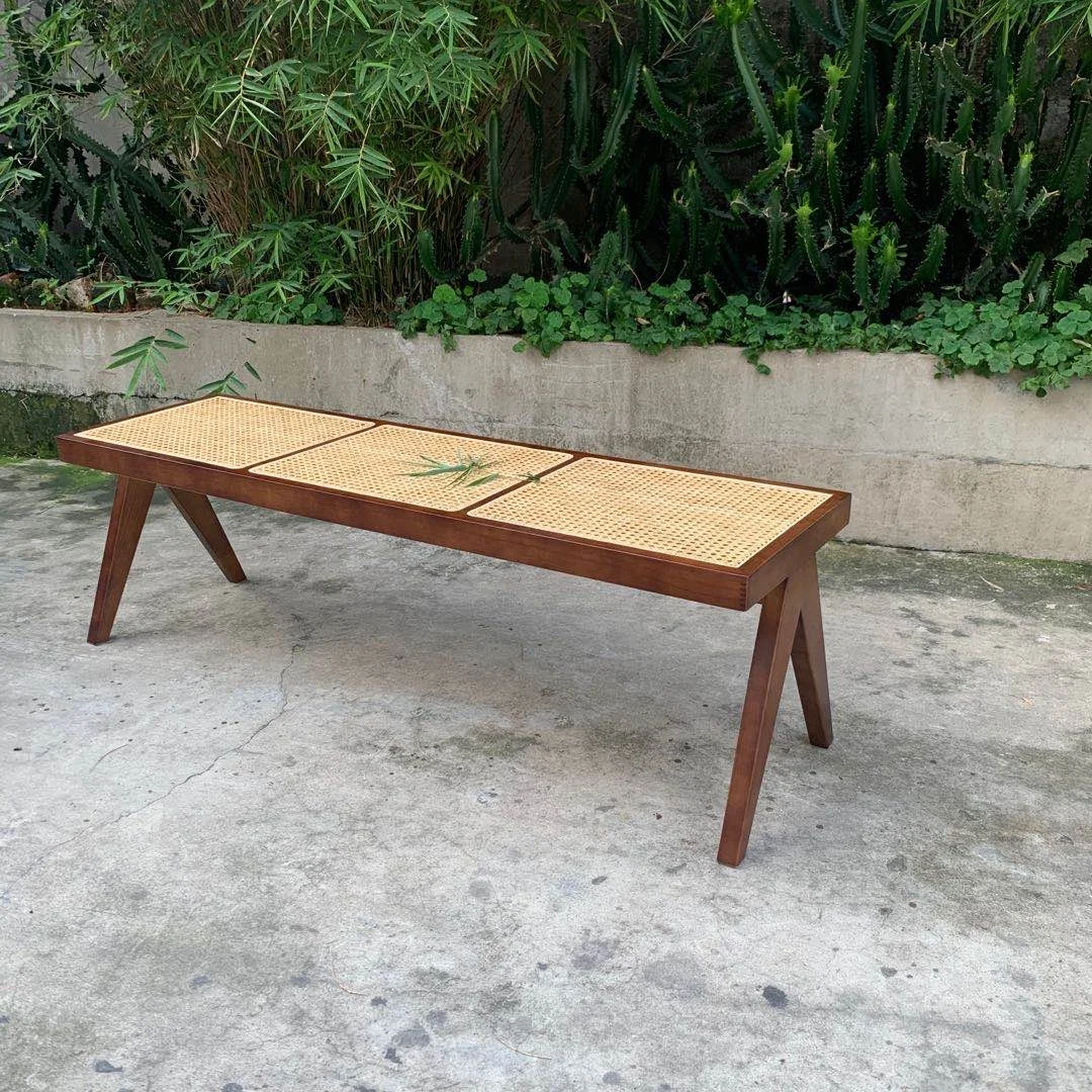 rattan cane bench