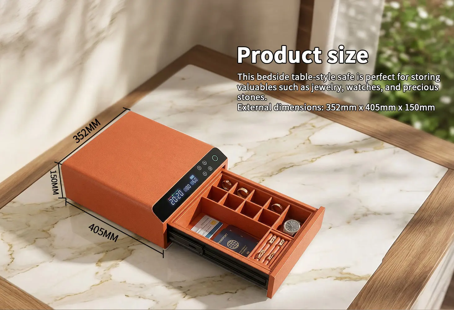 dr 1271 ft smart digital fingerprint smart safe box leather bluetooth drawer safe jewelry watch winder key safe box-2