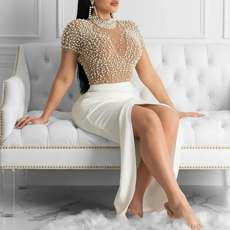 mesh pearl dress