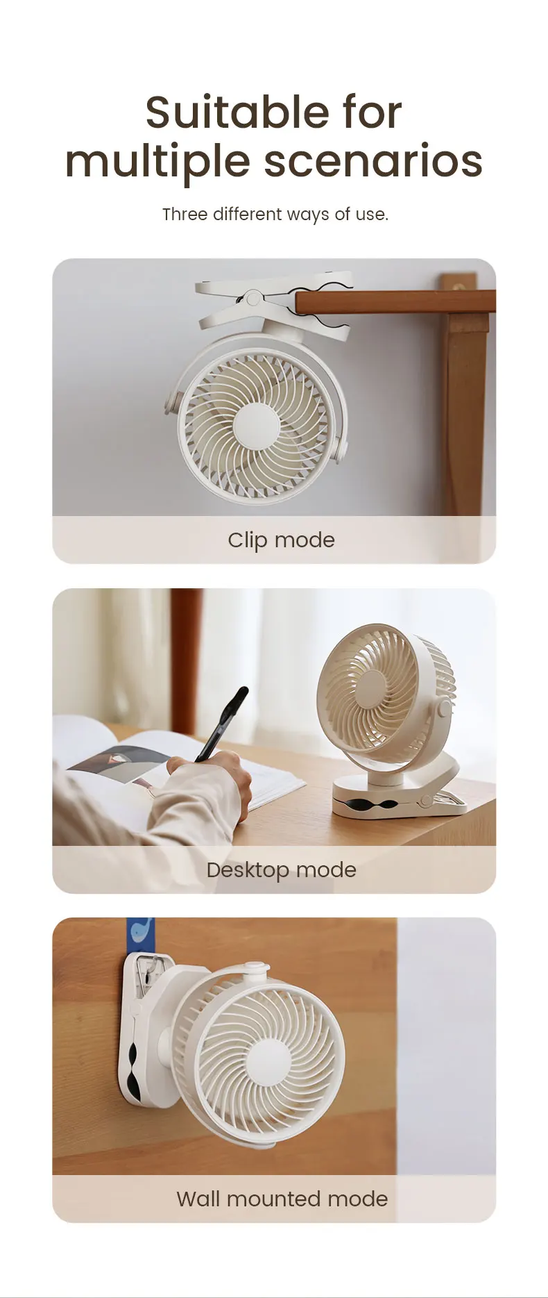 Usb Rechargeable Electric Fan, Portable, 5 V, Battery - detail 8