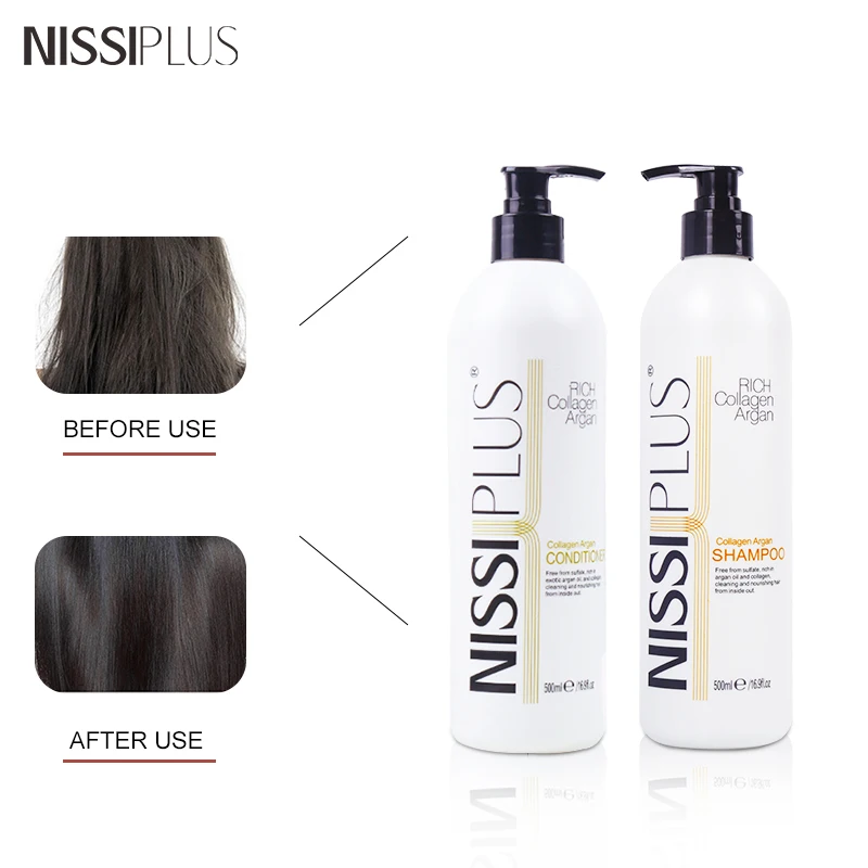 Nissiplus OEM Custom Moroccan Argan Oil Shampoo Collagen Hair Shampoo And Mask Set Hair Care Shampoo And Mask Set