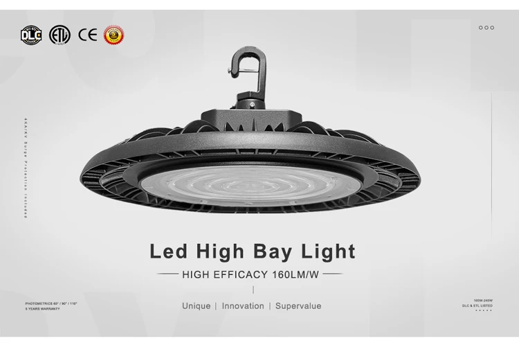 Minglight DLC ELT listed 5 years warranty 18.5" led high bay ufo white 15000