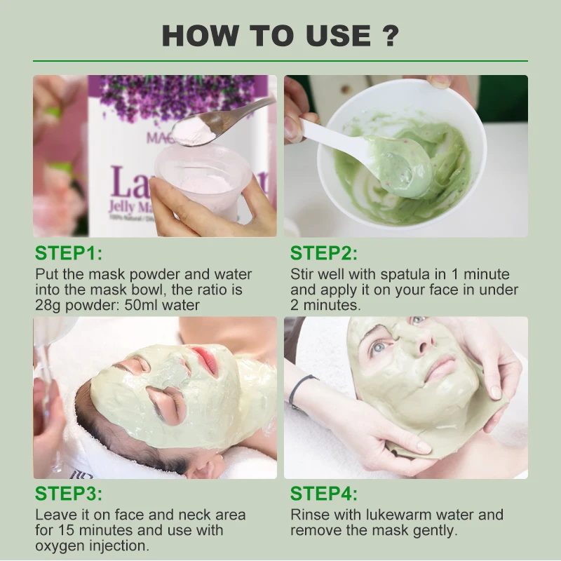 Natural Face Spa Whitening Jelly Mask Anti Aging Hydrating Facial Spa Hydrojelly Powder Peel Off Lavender Rose Jelly Mask