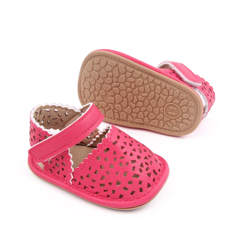 Baby Girls Summer Solid Color Hollow-out Breathable Soft Sole Non-slip Princess Walking Sandals factory