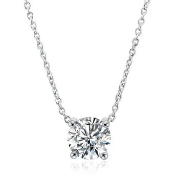 New Design Simple Trendy Classical Solitaire 7mm Round AAA+ Cubic Zirconia Diamond Necklace N415-M