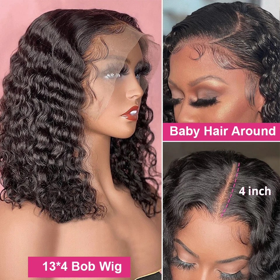 Hot Sale Bob Wigs Brazilian Human Hair Lace Front Wigs Transparent Lace 150% Density Curly Lace Front Wigs With Baby Hair
