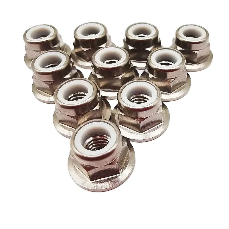 Din6926 Gr5 Titanium Nut M6 M8 M10 M12 High Type Flange Nylon Lock Nuts