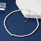 Pearl Mother Simple And Fashionable Small Golden Bean Freshwater White Beaded Long Necklace Pearl For Mother